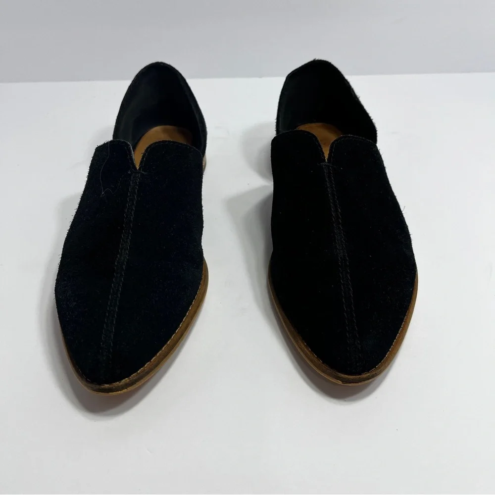 Frye And Co Fenn D'Orsay Black Suede Flats SZ 8